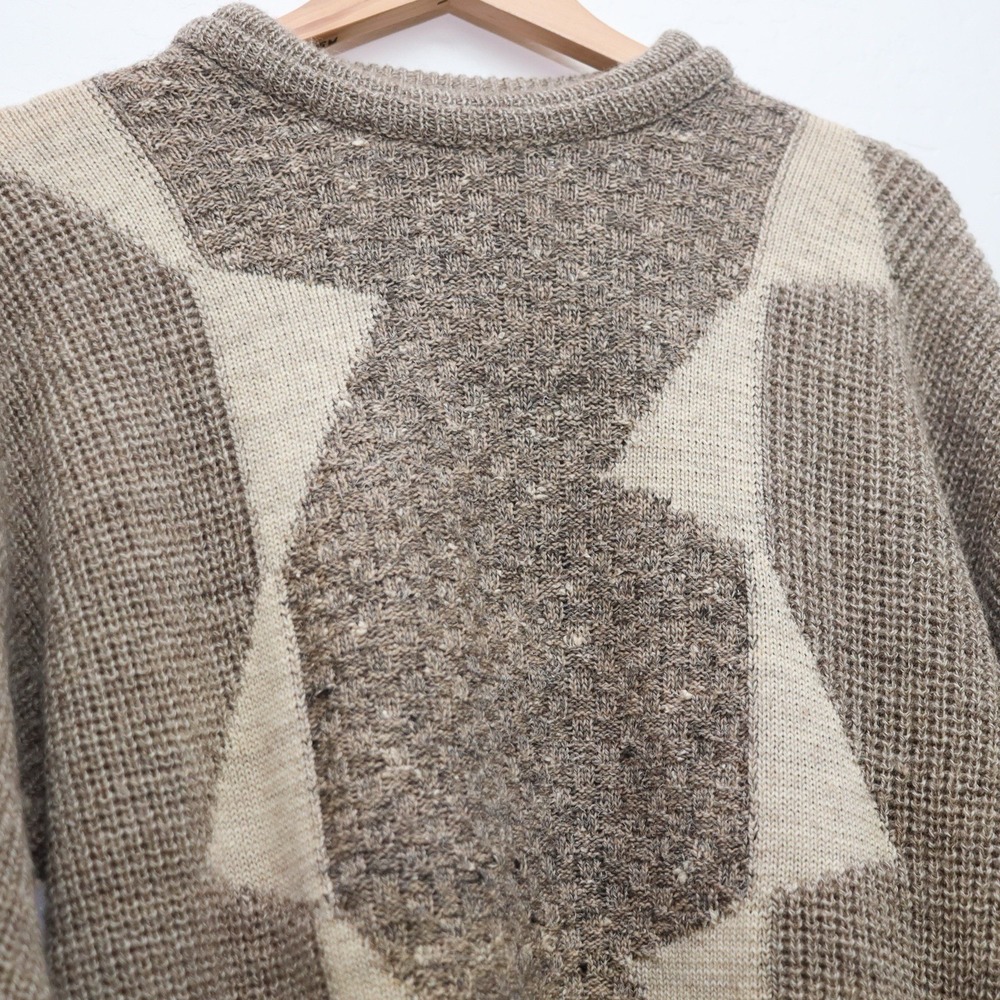 Vintage Gianfranco Ruffini Italy 3D Knit Grandpa Sweater Pattern Men's L 26Lx21W - Picture 2 of 9